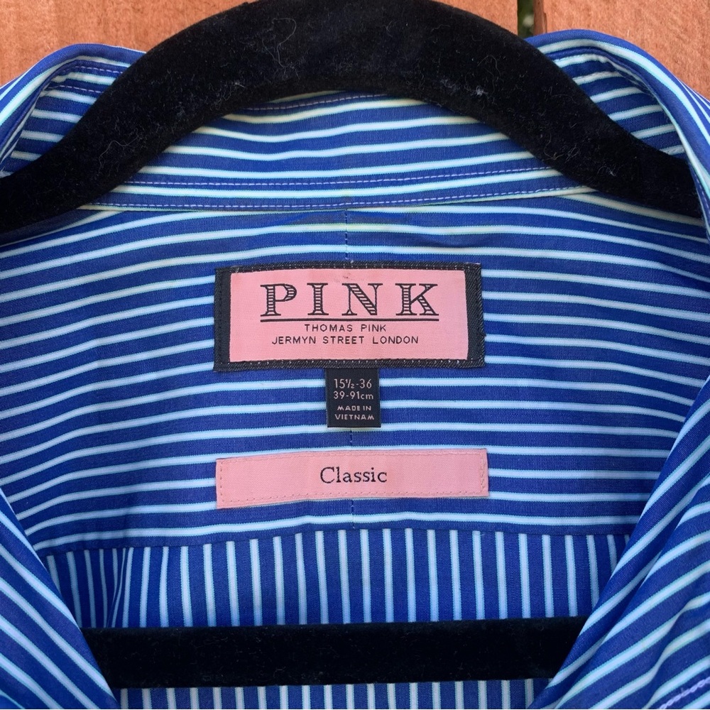 Thomas Pink Blue Striped Men's Shirt